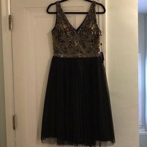 NWT Adrianna Papell Beaded Bodice Tulle Dress